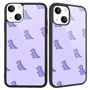 maycari compatible with iphone 13 mini case purple cartoon dinosaur for girls women, hard back cute animal design soft tpu bumper protective phone case for iphone 13 mini