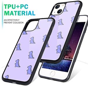 MAYCARI Compatible with iPhone 13 Mini Case Purple Cartoon Dinosaur for Girls Women, Hard Back Cute Animal Design Soft TPU Bumper Protective Phone Case for iPhone 13 Mini
