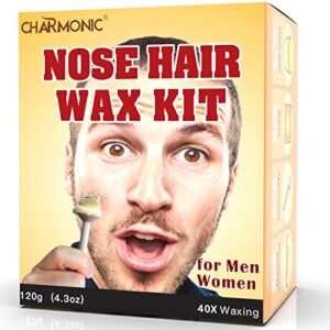 120g wax nose wax kit, nose hair wax, nose wax with 40 applicators and 20 wipes, quick and painless nose hair waxing kit for men and women, nose hair remover wax kits used 20~25 times usage