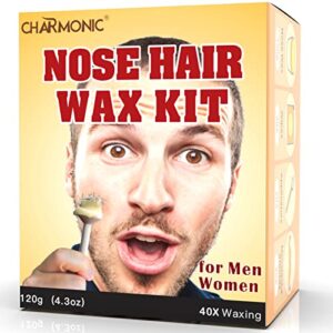 120g Wax Nose Wax Kit, Nose Hair Wax, Nose Wax with 40 Applicators and 20 Wipes, Quick and Painless Nose Hair Waxing Kit for Men and Women, Nose Hair Remover Wax Kits Used 20~25 Times Usage