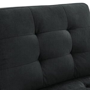 Melpomene U Shape Sectional Sofa DIY Sofa Combination，Includes Two Single Chair ，Two Corner and Two Ottoman(Black, Velvet+Two Single Chair)