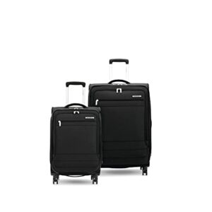 samsonite aspire dlx softside expandable luggage with spinners, black, 2pc set (carry-on/medium)