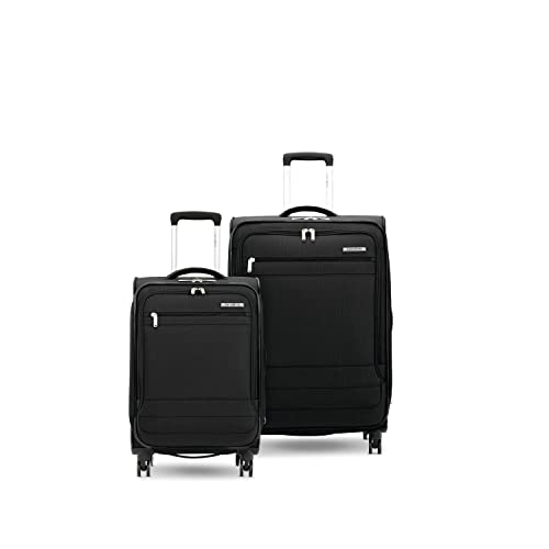 Samsonite Aspire DLX Softside Expandable Luggage with Spinners, Black, 2PC SET (Carry-on/Medium)