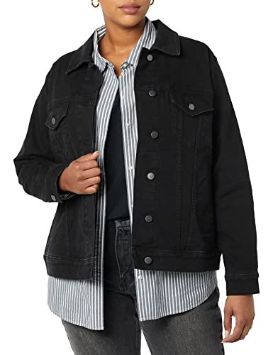 Amazon Essentials Women's Jean Jacket (Available in Plus Size), Black Wash, X-Large