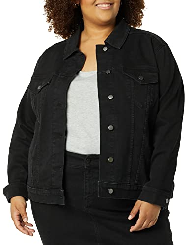 Amazon Essentials Women's Jean Jacket (Available in Plus Size), Black Wash, X-Large