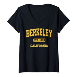 Womens Berkeley California CA Vintage State Athletic Style V-Neck T-Shirt