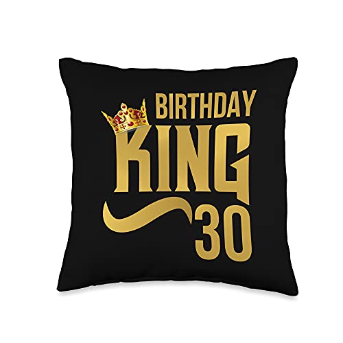 Men's Outfit Birthday Royal Crown 30th birthday Mens King 30 Crown Birthday Party Throw Pillow, 16x16, Multicolor