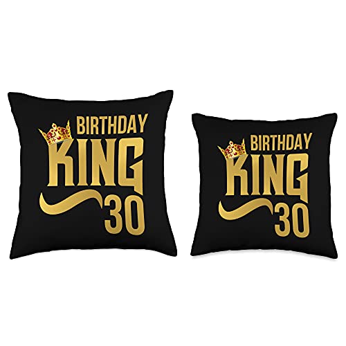 Men's Outfit Birthday Royal Crown 30th birthday Mens King 30 Crown Birthday Party Throw Pillow, 16x16, Multicolor