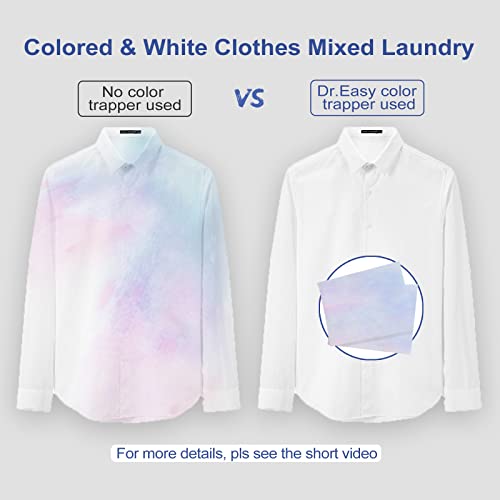 DR.EASY Color Trapper sheets for Laundry 72Ct,Remove dyes,fluorescent & heavy metals in laundry,Special Pores Texture absorb dyes & fluorescent more & faster,unscented,no Chemicals,safe in dryer