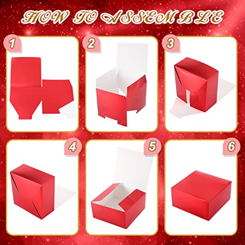 10 Pcs Kraft Gift Boxes 20 x 20 x 10 cm Gift Boxes With Lids for Wedding, Bridesmaid Gifts Box, Birthday Gift Box in Bulk, Party Favor Boxes, Crafting, Cupcake Boxes(Red, Plain Style)