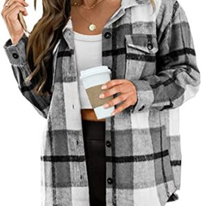 AUTOMET Womens Casual Plaid Shacket Wool Blend Button Down Long Sleeve Shirt Fall Jacket Shackets