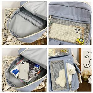 CM C&M WODRO Kawaii Backpack for Girls Women with Pin Bear Accessories Cute College High School Backpack Laptop Bookbag Black+White