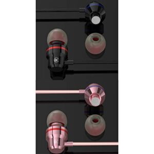 Earbuds Wired with Microphone Headphones Ear Buds,2 Pack Metal Earphones Mic with Volume Control Bass Noise Isolating(Rose Black)