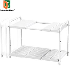 DecoBros Under Sink 2 Tier Expandable Shelf Organizer, White