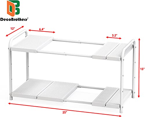 DecoBros Under Sink 2 Tier Expandable Shelf Organizer, White