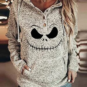 MORCHOY Womens Nightmare Before Christmas Sweatshirt With Pocket, Xmas Jack Skellington Hoodie Sweater Outfits for Women (D-Xmas-white, 3XL)