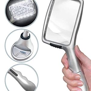 MAGDEPO 3X Reading Magnifying Glass with Light Hands-Free/Handheld Acrylic Magnifier with Stand, 10 Dimmable LEDs Illuminated for Seniors, Aging Eyes, Close Work, Hobbies, Macular Generation, etc.