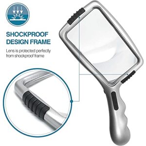 MAGDEPO 3X Reading Magnifying Glass with Light Hands-Free/Handheld Acrylic Magnifier with Stand, 10 Dimmable LEDs Illuminated for Seniors, Aging Eyes, Close Work, Hobbies, Macular Generation, etc.