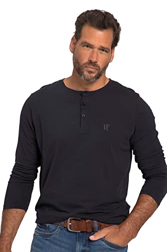 JP 1880 Menswear Big & Tall Plus Size L-8XL Henley, Basic, Top, Long-Sleeve, Button Placket, Up to 8XL Dark Navy XXXXX-Large 702555730