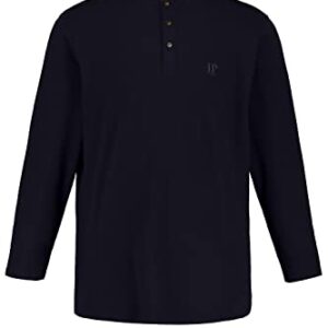 JP 1880 Menswear Big & Tall Plus Size L-8XL Henley, Basic, Top, Long-Sleeve, Button Placket, Up to 8XL Dark Navy XXXXX-Large 702555730