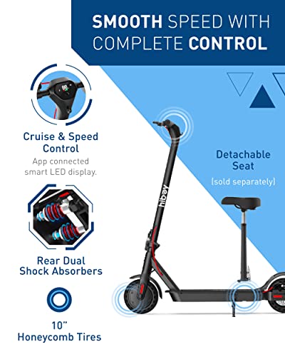 Hiboy KS4 Pro Electric Scooter with 500W Motor, 19 MPH 25 Miles Range, 8"-10" Tires Electric Scooter Adults, Portable Folding Commuting E-Scooter with Double Braking System and Hiboy App