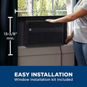 GE Window Air Conditioner 8000 BTU, Wi-Fi Enabled, Black, Energy-Efficient Cooling for Medium Rooms, 8K BTU Window AC Unit with Easy Install Kit, Control Using Remote or Smartphone App