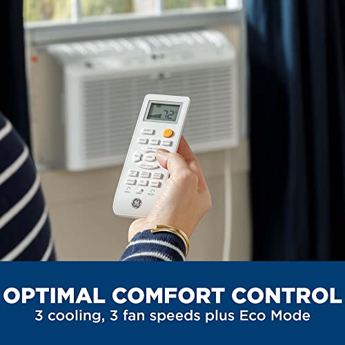GE Window Air Conditioner 8000 BTU, Wi-Fi Enabled, Black, Energy-Efficient Cooling for Medium Rooms, 8K BTU Window AC Unit with Easy Install Kit, Control Using Remote or Smartphone App,White