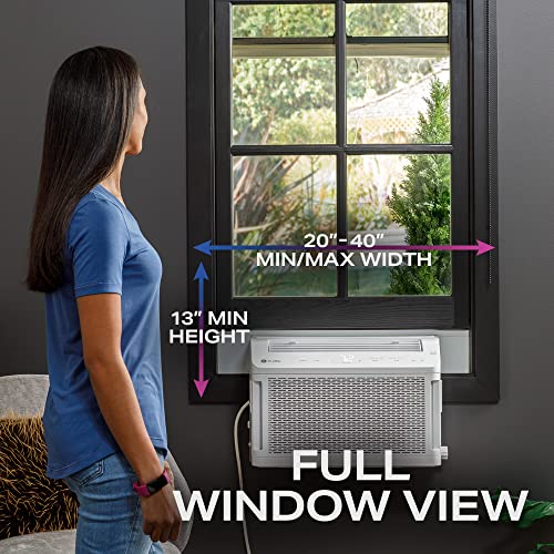 GE Profile ClearView Window Air Conditioner 8,300 BTU, WiFi Enabled, Ultra Quiet for Medium Rooms, Full Window View with Easy Installation, Energy-Efficient Cooling, 8K Window AC Unit, White