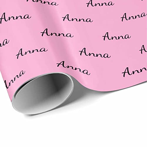 MyPupSocks Customized Logo Wrapping Paper, Personalized Wrapping Paper Name Pink Text Name Gift Wrap Paper Roll 58x23 for Women Men Kids Boys Girls Baby Birthday 1 Roll