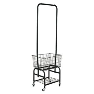 dzwyc coat rack clothes stand with mesh bottom shelf multi-functional clothes rack on wheels metal garment rack with mesh storage baskets clothes storage (color : black)