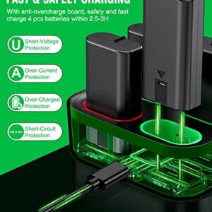 Charger for Xbox One Controller Battery Pack with 4 x 1200mAh USB Rechargeable Xbox One Battery Charger Station for Xbox Series X|S, Xbox One S/One X/One Elite Controllers-Accessories Kit for Xbox One