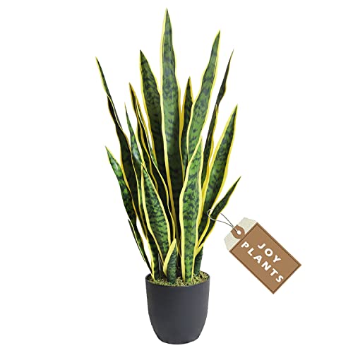 Artificial Snake Plant, 27" Fake Sansevieria with Basket, Faux Plants for Indoor Home Office Store Decoration, Perfect Faux Mother in Law Plants