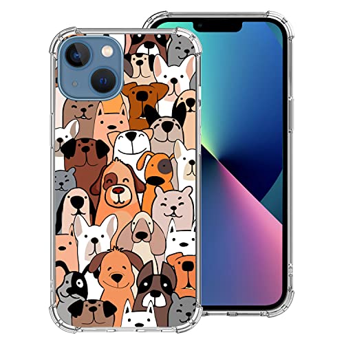 Hi Space Compatible with iPhone 13 Mini Case 2021 5.4 Inch, Dog Cartoon Ultra Clear Slim Transparent Flexible TPU Bumper Shockproof Protective Cover for iPhone 13 Mini