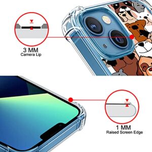 Hi Space Compatible with iPhone 13 Mini Case 2021 5.4 Inch, Dog Cartoon Ultra Clear Slim Transparent Flexible TPU Bumper Shockproof Protective Cover for iPhone 13 Mini