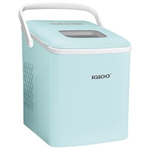 igloo automatic self-cleaning portable electric countertop ice maker machine with handle, 26 pounds in 24 hours, 9 ice cubes ready in 7 minutes, with ice scoop and basket