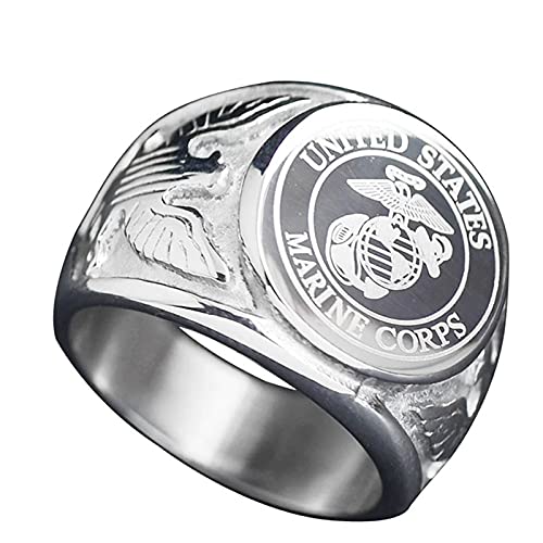 DTH STORE USA Military Ring United States Marine US Army Men Signet Rings Corps Fashion Stainless Steel Jewelry