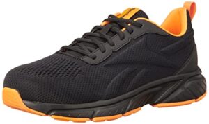 amazon essentials by reebok men's all day comfort slip-resistant alloy-toe safety work shoe, black/orange, 11.5