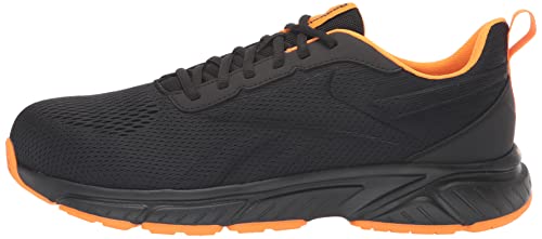 Amazon Essentials by Reebok Men's All Day Comfort Slip-Resistant Alloy-Toe Safety Work Shoe, Black/Orange, 11.5