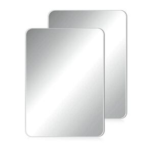 2 pieces magnetic locker mirror small real glass mirror for school locker rectangular locker accessories magnetic makeup mirror for girls bathroom household refrigerator office cabinet, 5.8 x 4 inch