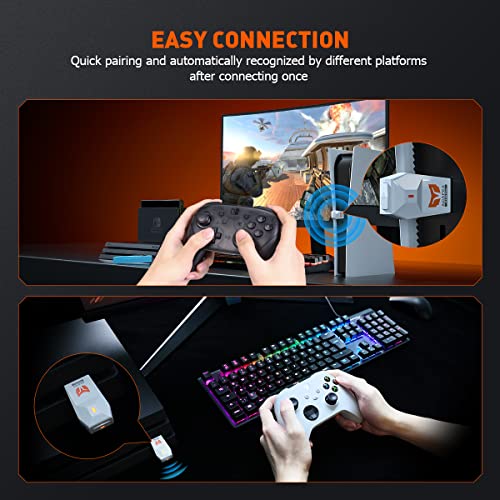 Controller Adapters, BIGBIG WON Wireless Controller Adapter for Xbox Series X|S Controller/Xbox One X|S Controller/Elite Series 2/PS5/PS4/Switch Controller Playing on PS4/Switch/Windows 11&10 PC (1pc)