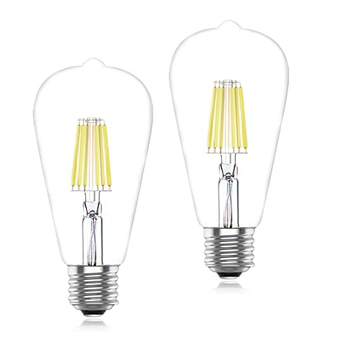 Vintage LED Light Bulbs,E26 Edison Filament,6W,60 Watts Equivalent,Daylight White 6000K,2 Packs