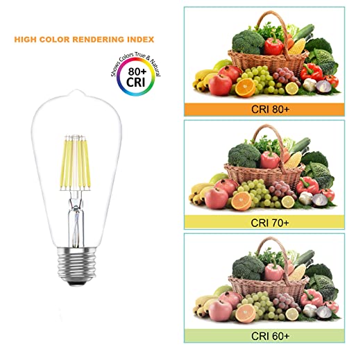 Vintage LED Light Bulbs,E26 Edison Filament,6W,60 Watts Equivalent,Daylight White 6000K,2 Packs