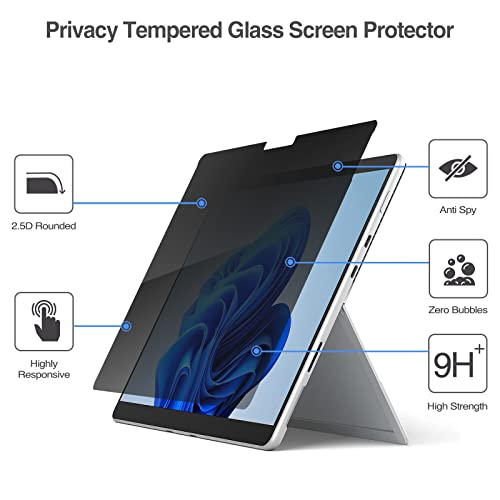 ProCase Microsoft Surface Pro 8 Surface Pro X 13 inch Privacy Screen Protector, Anti-Spy Tempered Glass Ultra Thin Tinted Screen Film Guard for 13.0 Inch Surface Pro 8 Pro X 2021 Release