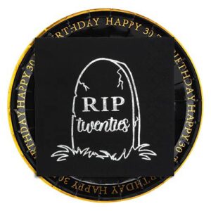 RIP Twenties Napkins,Death to My 20s Napkins, 30th Birthday Napkins,RIP to My 20s Birthday Decorations,Death to My 20s Birthday Decorations,30th Birthday Party Supplies(5 x 5 In, Silver Foil, 50-Pack)