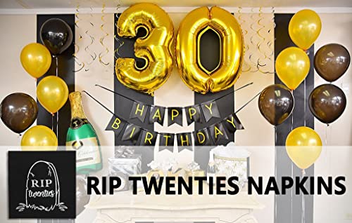 RIP Twenties Napkins,Death to My 20s Napkins, 30th Birthday Napkins,RIP to My 20s Birthday Decorations,Death to My 20s Birthday Decorations,30th Birthday Party Supplies(5 x 5 In, Silver Foil, 50-Pack)