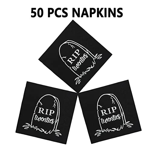 RIP Twenties Napkins,Death to My 20s Napkins, 30th Birthday Napkins,RIP to My 20s Birthday Decorations,Death to My 20s Birthday Decorations,30th Birthday Party Supplies(5 x 5 In, Silver Foil, 50-Pack)