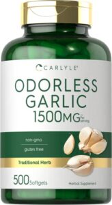 carlyle odorless garlic softgels 1500mg | 500 pills | non-gmo, gluten free extract supplement