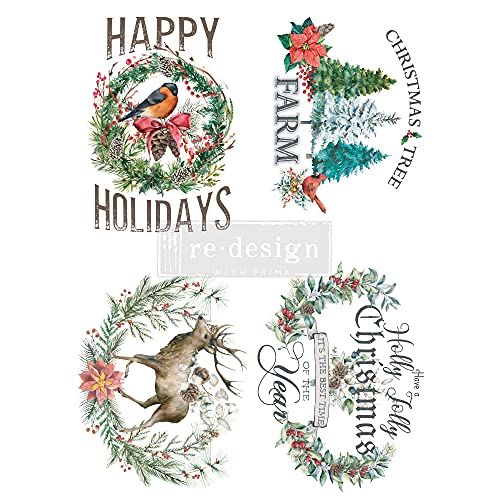 Prima Marketing 655350655594 Redesign Decor Transfers, Holly Jolly Xmas