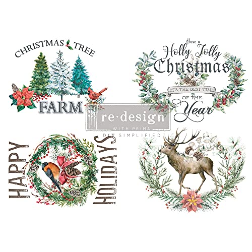 Prima Marketing 655350655594 Redesign Decor Transfers, Holly Jolly Xmas