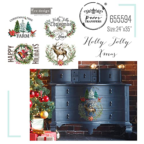 Prima Marketing 655350655594 Redesign Decor Transfers, Holly Jolly Xmas